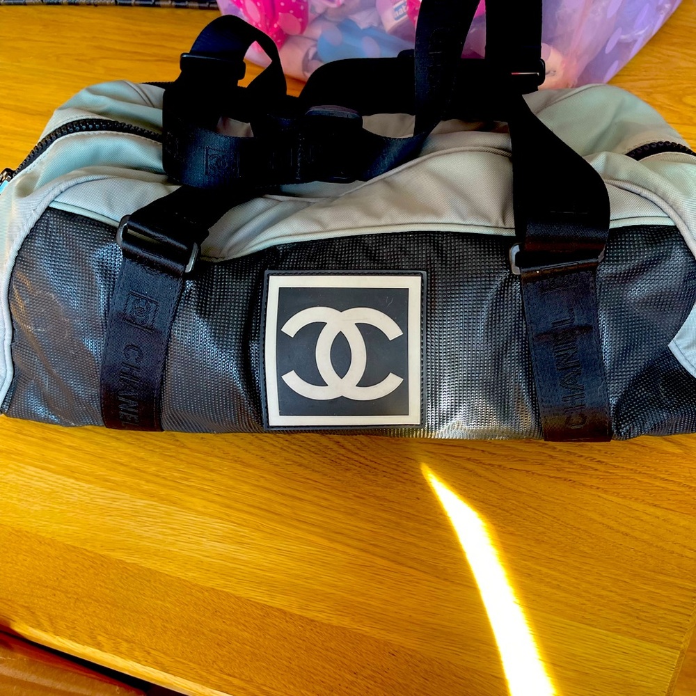 Chanel grey sports line gym bag